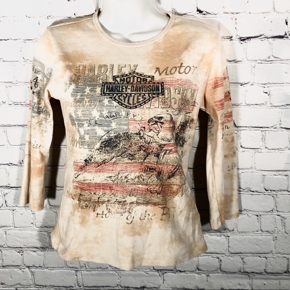 Harley-Davidson Tops - Harley Davidson Embellished Patriotic T-Shirt